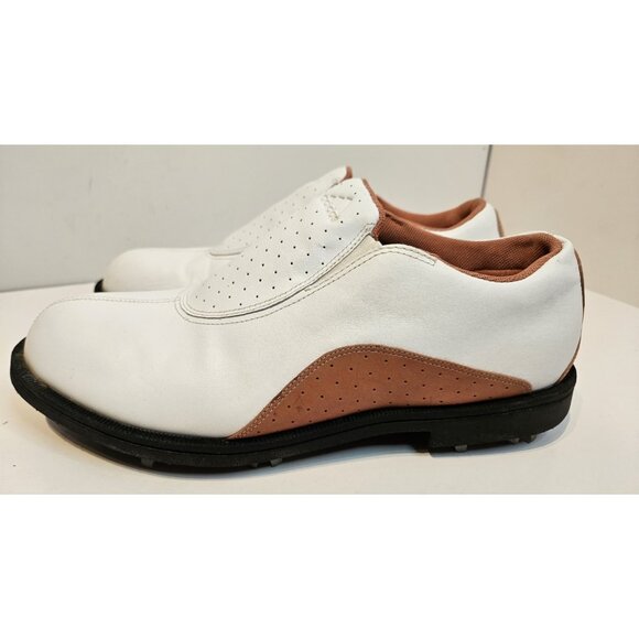 Women's Adidas Golf Shoes Size 10 Slip On White & Brown - Picture 2 of 13